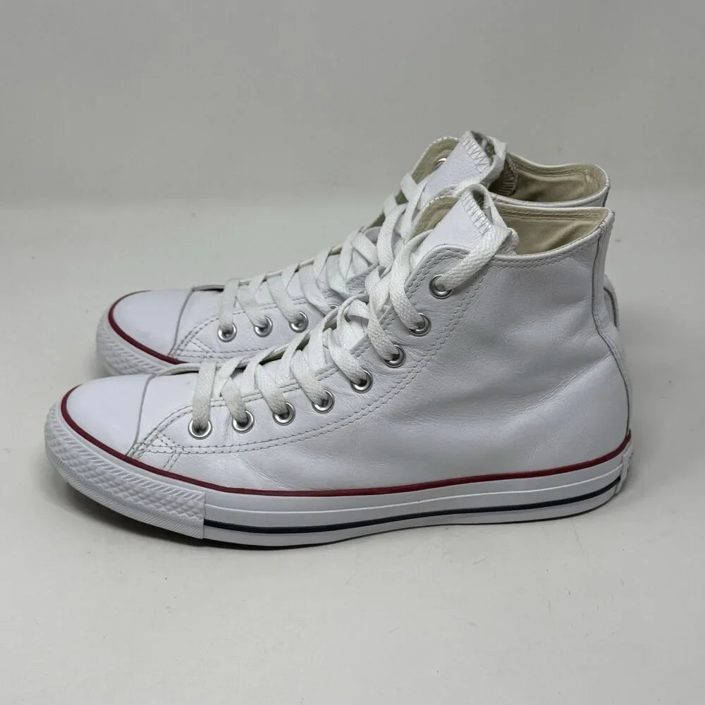 Converse All Star Chuck Taylor Mens 8.5 White Leather High Top Retro Shoes - Picture 6 of 14